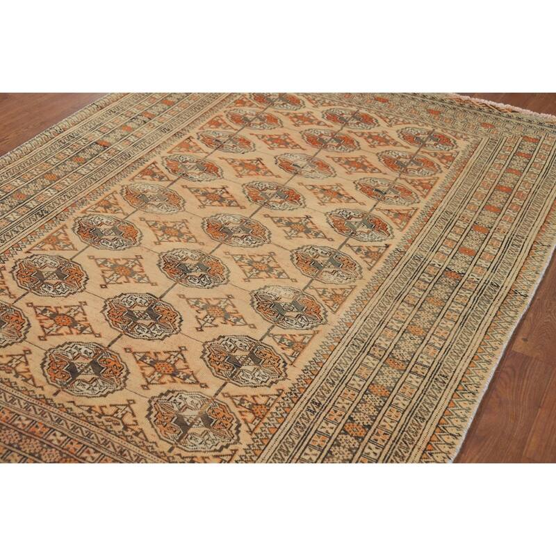 Bokhara Persian Vintage Area Rug Handmade Wool Carpet - 4'6" x 6'1"
