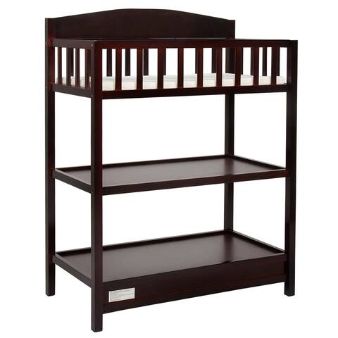 Kinbor Baby Changing Table With Safety Rails, Modern Changing Table w/ Change Pad 2-tier Open Storage