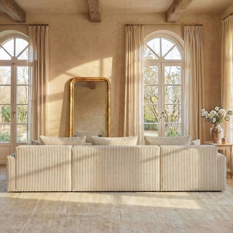 Oversized Modular Sectional Sofa, No Assembly Required, Corduroy Fabric, Deep Seat Cloud Couch with Chaise Foam Sofa