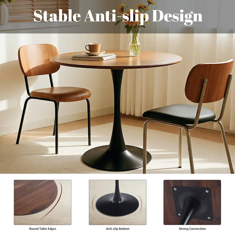 Modern Medieval MDF 24-Inch Tabletop Dining Table, Elegant Tulip Steel Base, Suitable For Kitchen, Dining Room