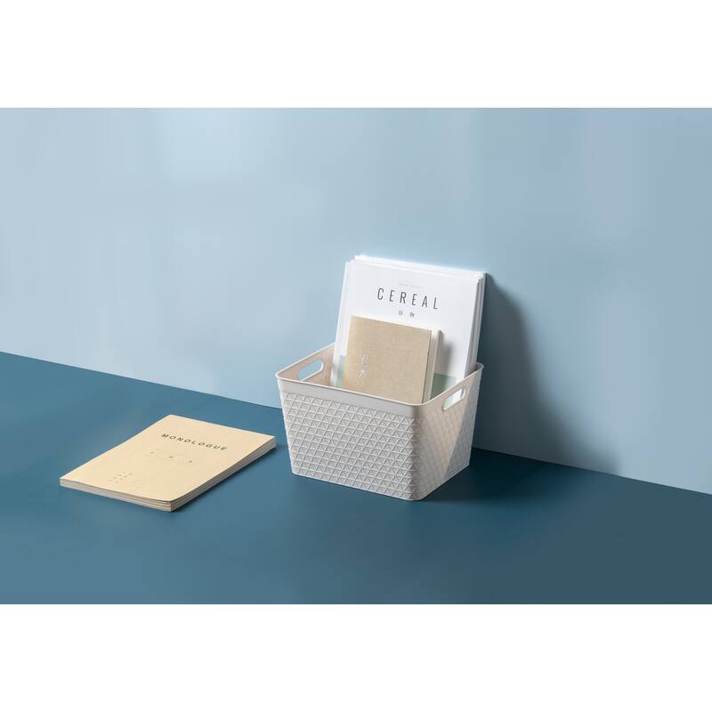 HANAMYA Storage Bin Organizer with Handle | Stationery Organizer | Desk Drawer Organizer, Set of 6