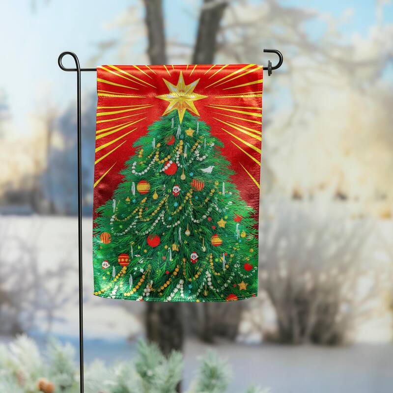 12.5 in. x 18 in. Classic Christmas Tree Lustre Garden Flag - Multicolor - 12.5 in x 18 in
