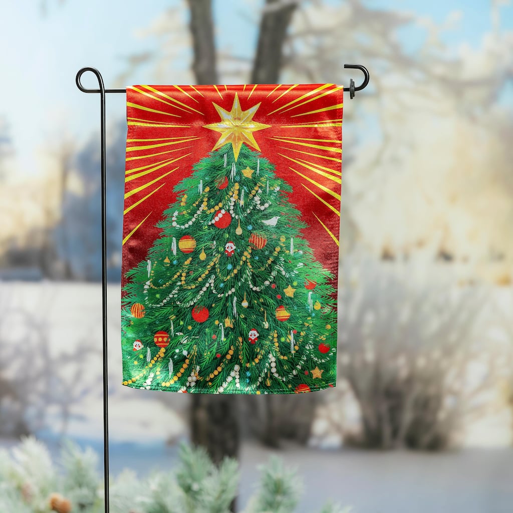 12.5 in. x 18 in. Classic Christmas Tree Lustre Garden Flag - Multicolor - 12.5 in x 18 in