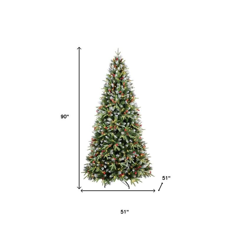 HomeRoots 7.5' Full Fir Christmas Tree With Decorations - Green - 51.00 in. x 90.00 in. x 51.00 in.