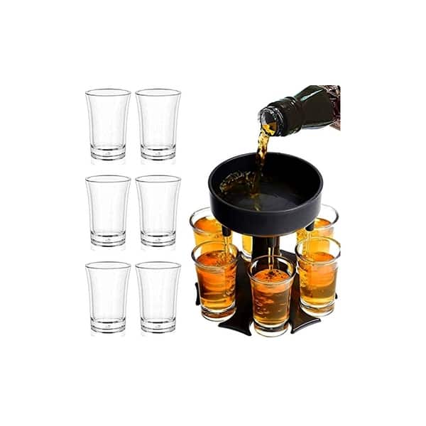 Lexi Home Plastic Liquor Dispenser Set with Acrylic Glasses Bed Bath
