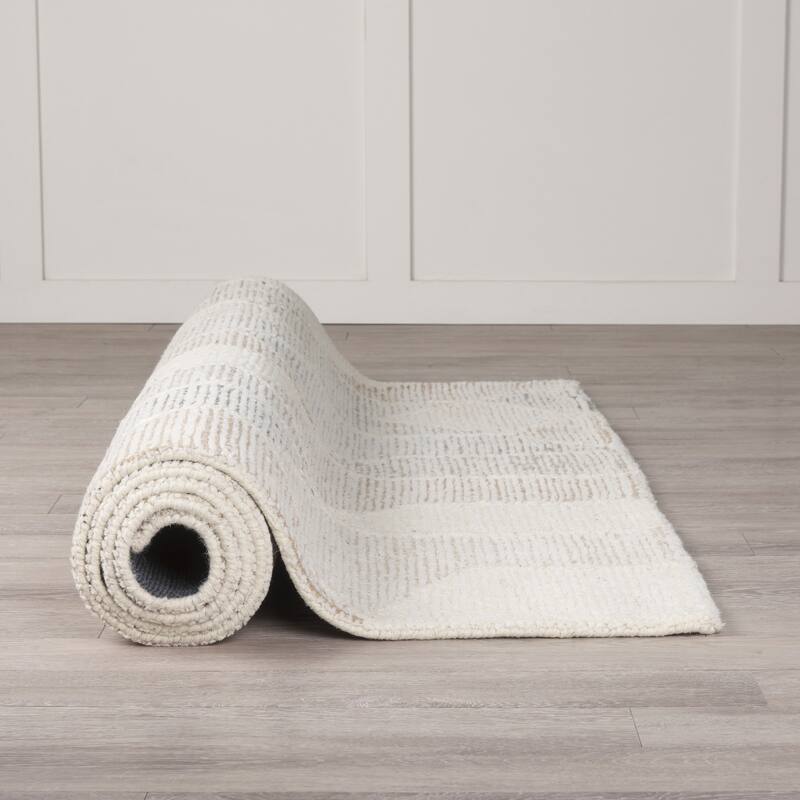 Kolt 5x8 Neutral Geometric Patterned Wool Area Rug - 96.0L x 60.0W x 1.0H