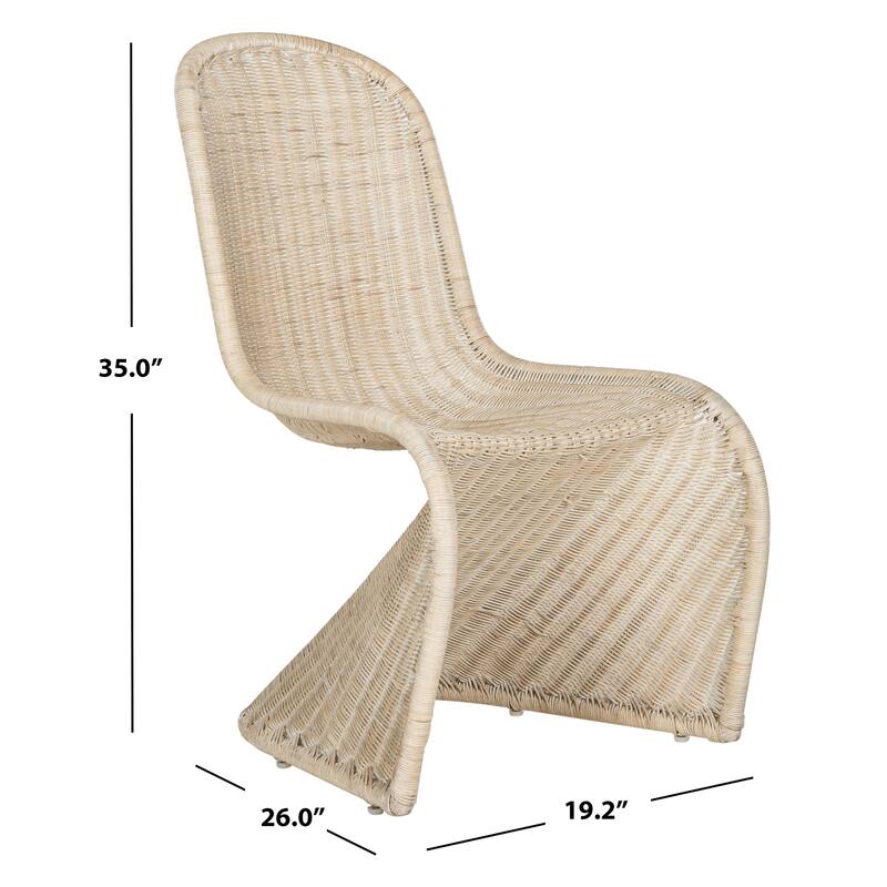 SAFAVIEH Baukje Grey Wicker Dining Chair (Set of 2) - 19Wx26Dx35H