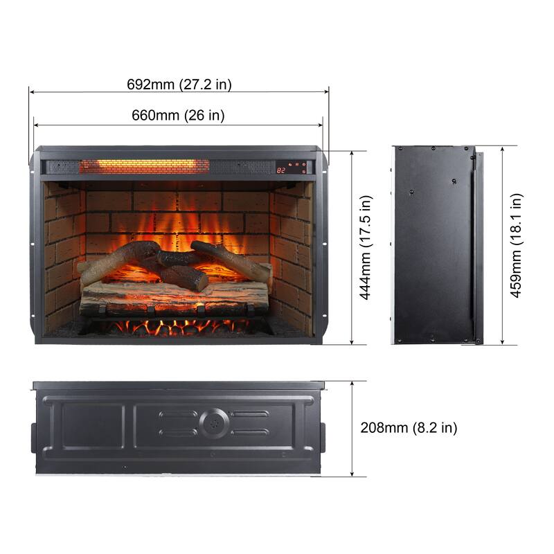 60" Entertainment Center with 1500W Electric Fireplace, Door Sensor, Infrared Remote, and Storage for TVs up to 70"