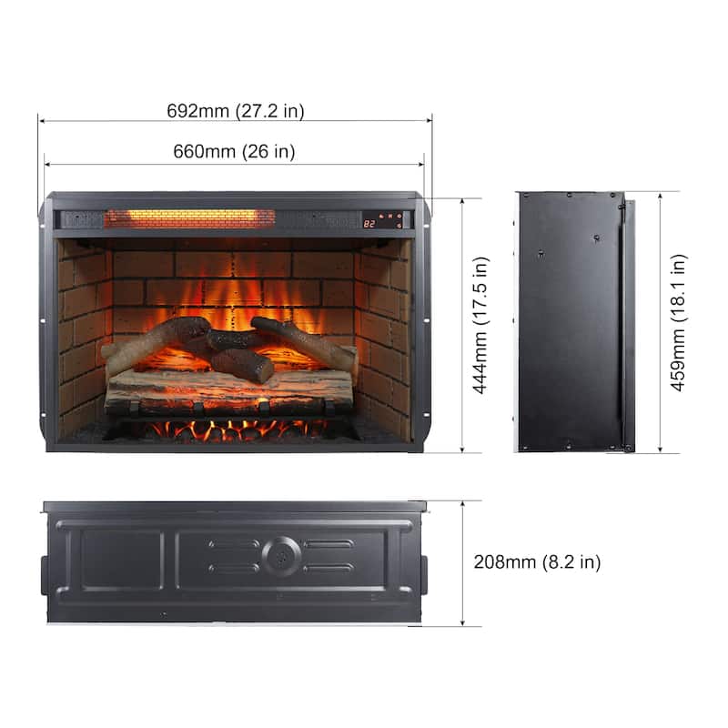 60 Inch Electric Fireplace Entertainment Center With Door Sensor-Jasmine white color