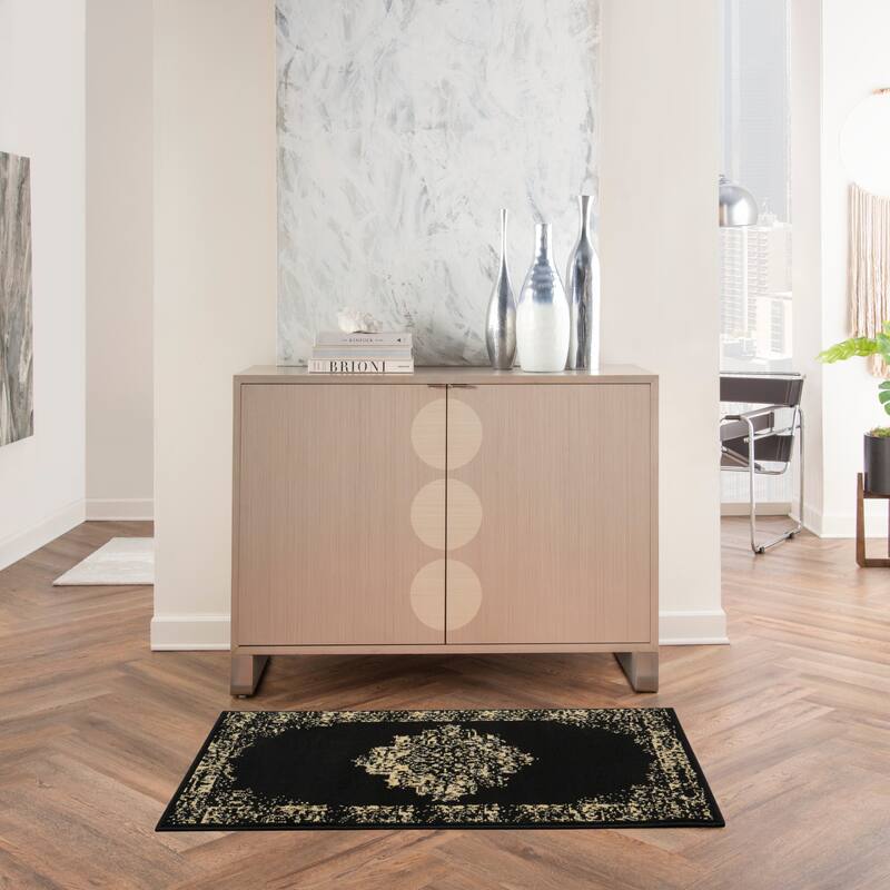 Nourison Grafix Distressed Vintage Medallion Area Rug - 2' x 4' - Black