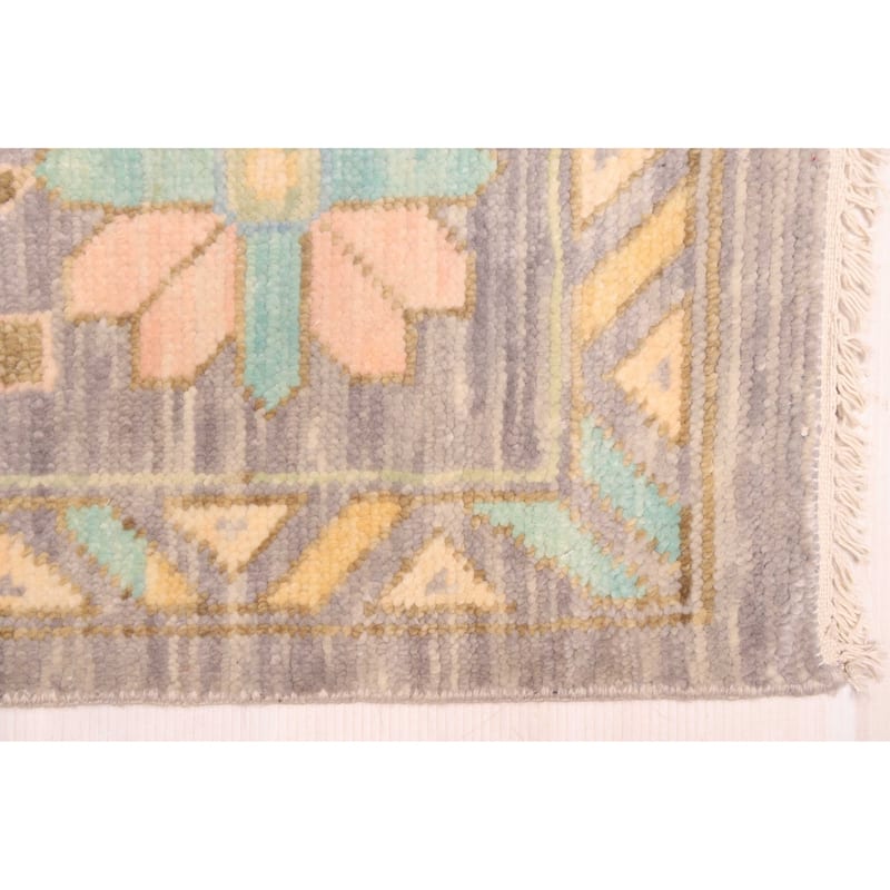 ECARPETGALLERY Hand-knotted Modern Oushak Grey Wool Rug - 10'2 x 13'9