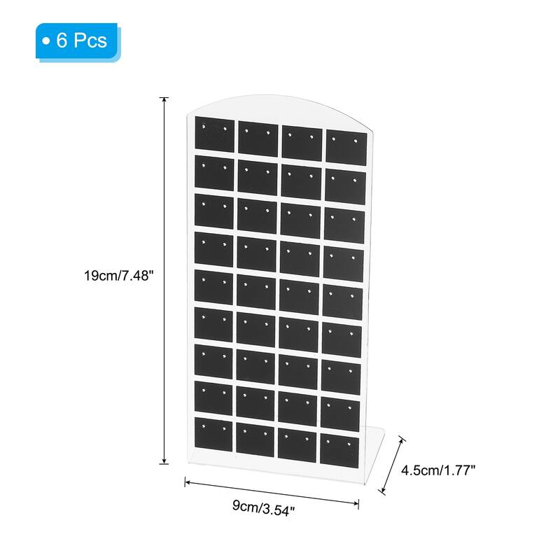 6pcs Earring Display Stand,Acrylic Earring Holder 72 Hole L Rack - Black White