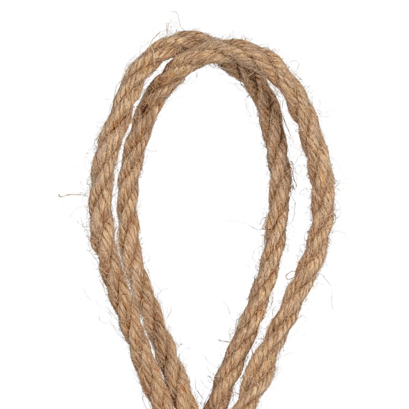 Hanging Stoneware Planter with Jute Rope Hanger and Distressed Finish