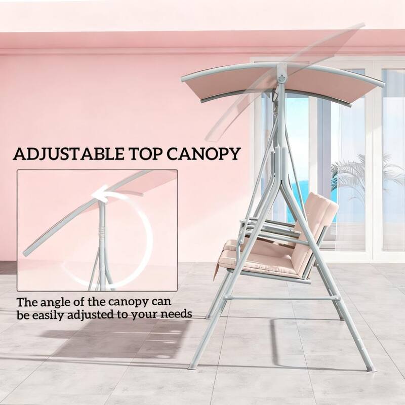 GDFStudio - Ethan Comfortable Patio Swing Chair with Canopy and Storage