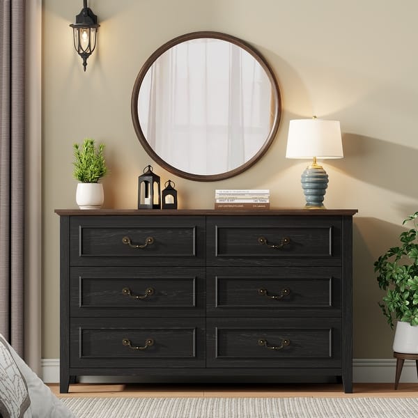 Farmhouse 6 Drawer Dresser for Bedroom, Vintage Dresser with Antique Handles - On Sale - Bed Bath & Beyond - 43735524 Farmhouse 6 Drawer Dresser for Bedroom, Vintage Dresser with Antique Handles - On Sale - Bed Bath & Beyond - 43735524