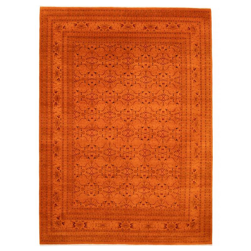 ECARPETGALLERY Hand-knotted Vibrance Orange Wool Rug - 9'0 x 12'4 - Orange - 9'0 x 12'4