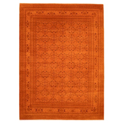 ECARPETGALLERY Hand-knotted Vibrance Orange Wool Rug - 9'0 x 12'4