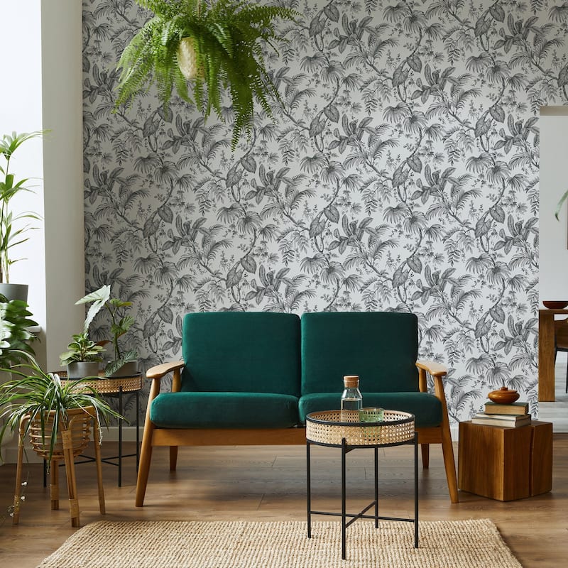 Galerie Wallcoverings Large Palm Leaves And Stems Vinyl on Non-woven Wallpaper Roll