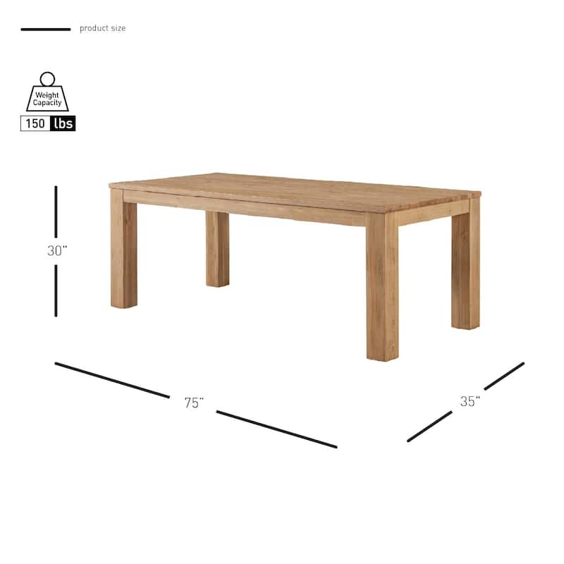 NPD Furniture Bedford 75 Inch Rectangular Dining Table with Square Legs
