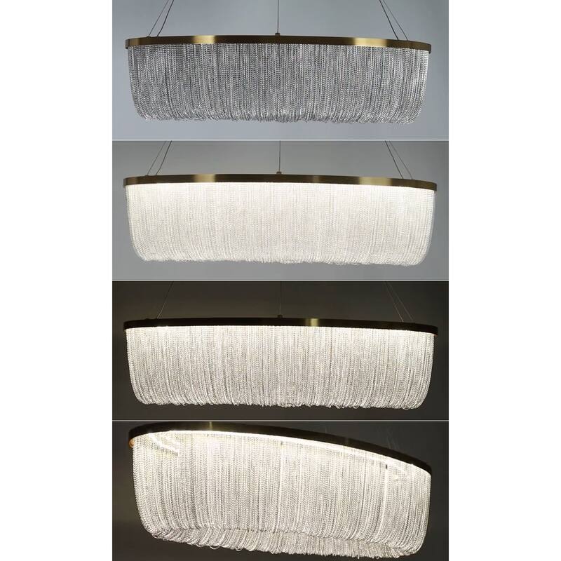 Modern Gold LED Fringe Chandelier for Kitchen Island Dining Room