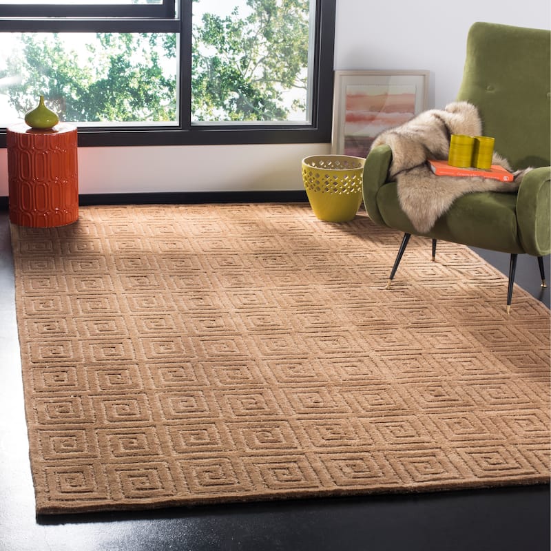 SAFAVIEH Couture Hand-knotted Tibetan Inocência Modern Wool Rug - 4' x 6' - Deep Bronze