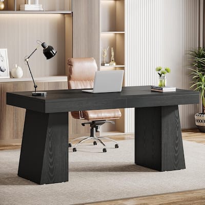 55 Inches Executive Desk with Double Trapezoid Base for home office