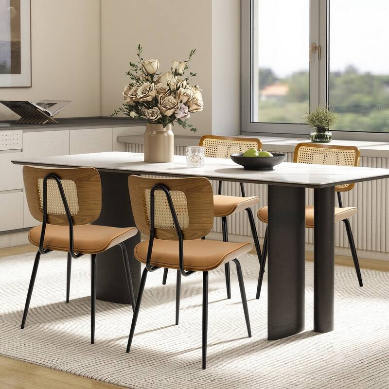 Faux Leather Upholstered Dining Chairs Set of 2/4 - 33.5"H x 19.3"W x 23"D