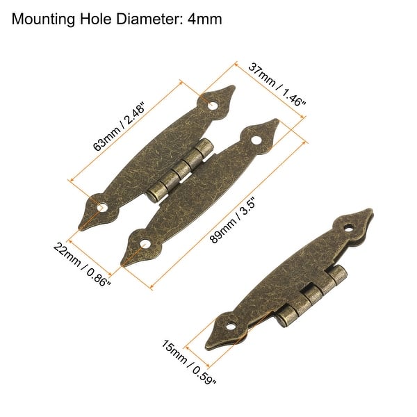 Uxcell 4Pcs H-Hinge Etal Flat Hinge Cabinet Door Hinge Flush Ount