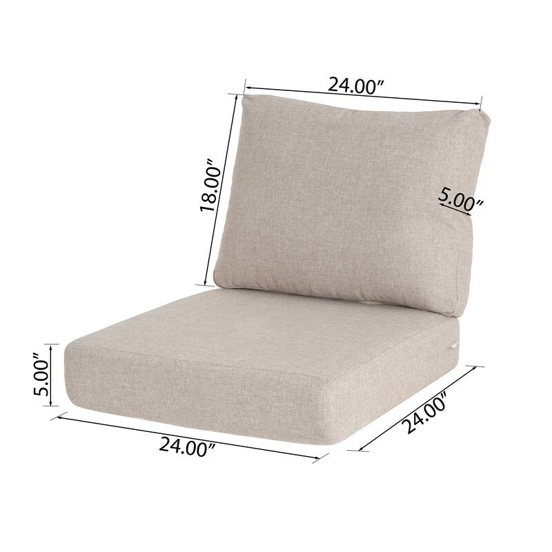Roomfitters Noah Outdoor Club Chair Cushion Set with 5 Inch Thick Padding, Water Repellent Fabric