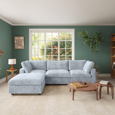 118" Modern Modular Comfy Plush Cloud Sectional Sofa, Cushion Covers Removable