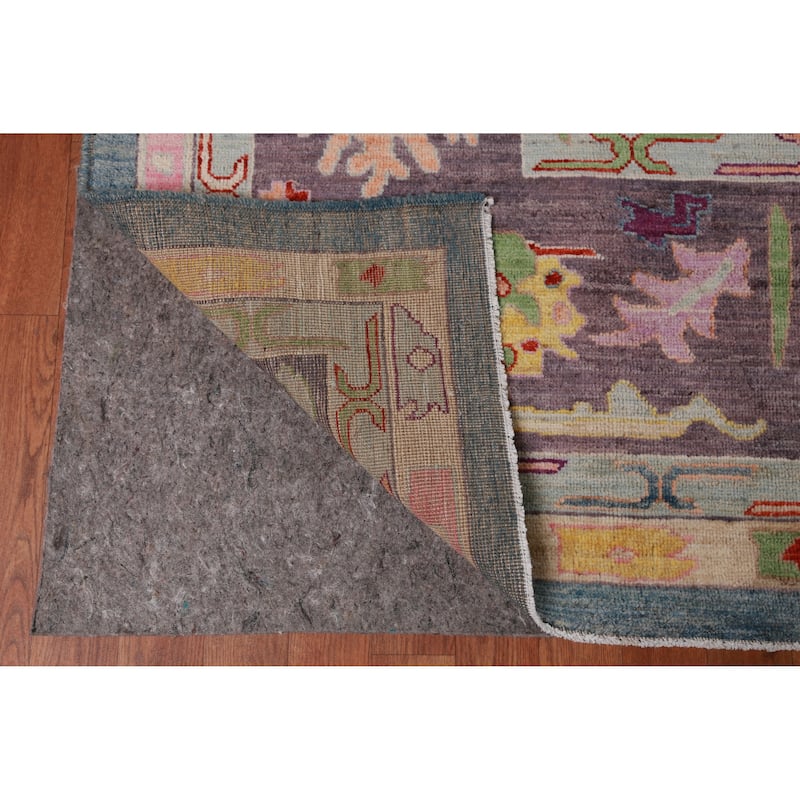Hand Knotted Oriental 100% Wool Carpet Transitional All-Over Navy Blue & Blues Oushak Area Rug - 14' 1'' X 10' 3''