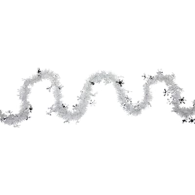 50' x 2" Christmas Tinsel Garland with Snowflakes - Unlit