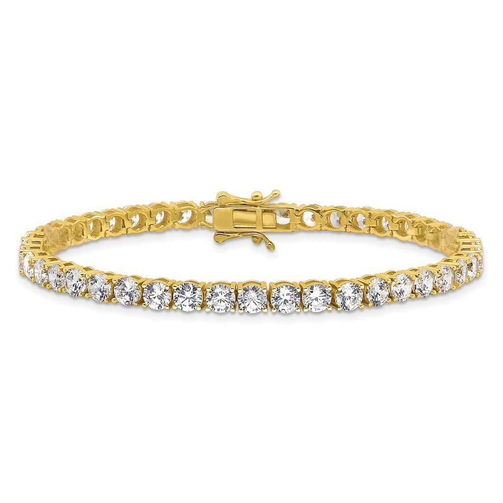Curata 925 Sterling Silver Rhodium or Gold Plated 7.5" 5.25mm Classic Cubic Zirconia Bracelet