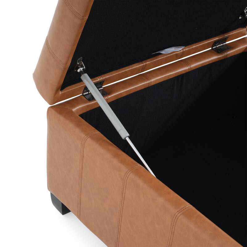 Upholstered Tufted PU Leather Storage Ottoman with Soft Close