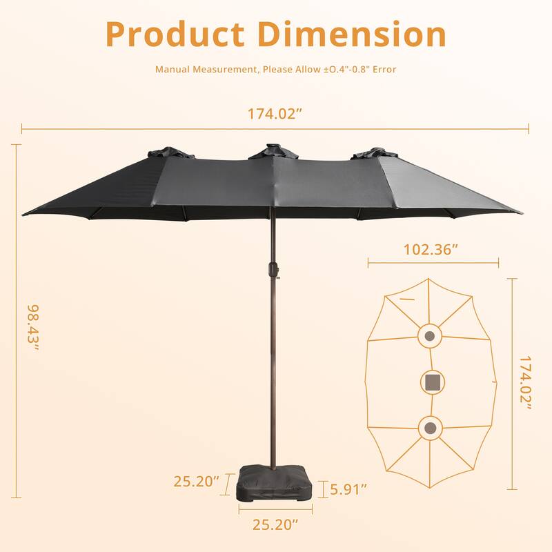 HOOOWOOO Outdoor Patio Umbrella with Solar LED Light
