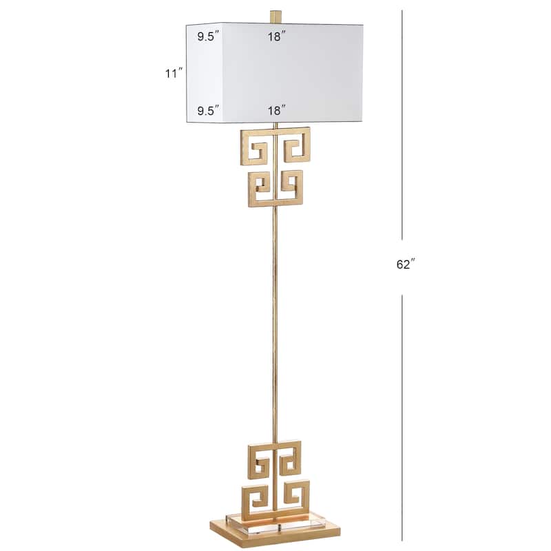 SAFAVIEH Lighting 62-inch Sauna Antique Gold Metal Floor Lamp - 18"x9.5"x62"