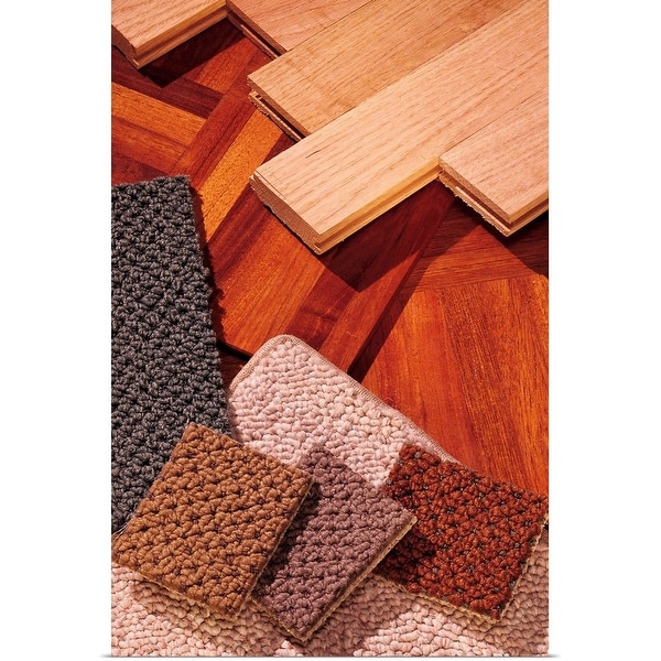 "Assorted carpet and wood flooring samples" Poster Print