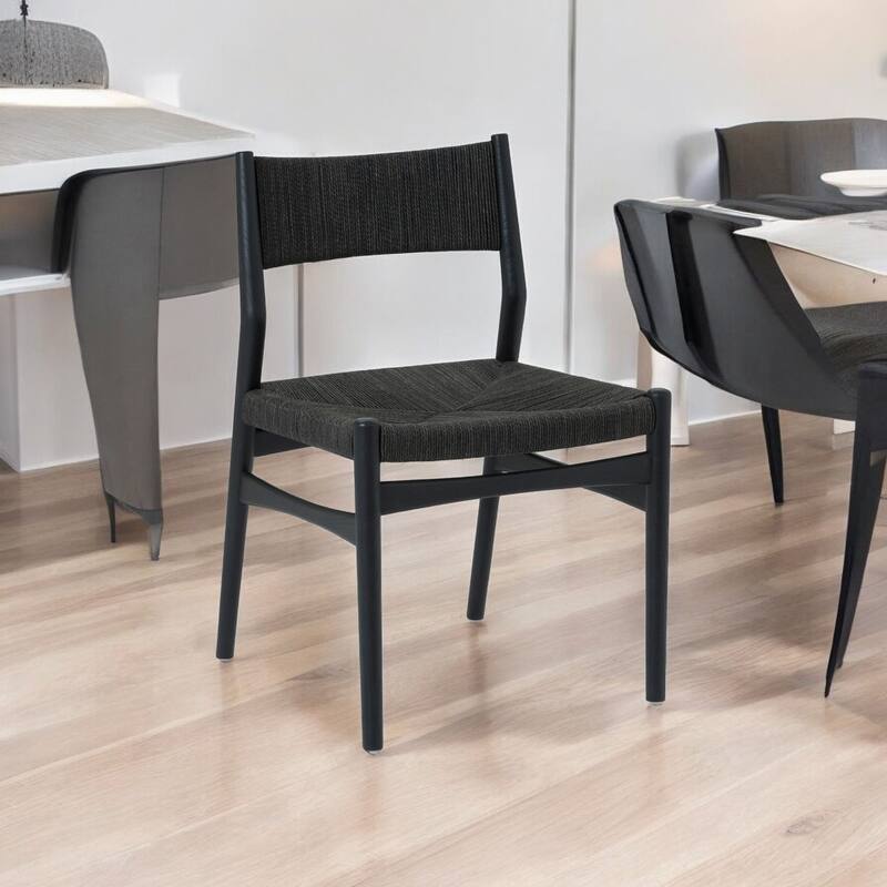 HomeRoots Five Piece Black Round Dining Set with Four Chairs - 47' X '30' X '47 - Black