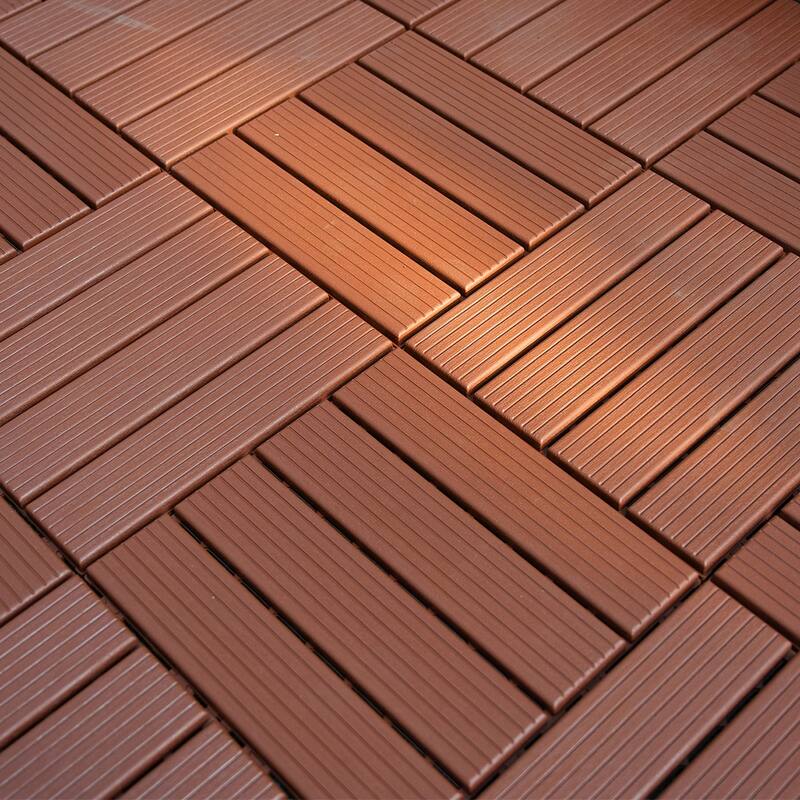1 ft. x 1 ft. Outdoor Patio Deck Tiles, Garage Floor Tiles(Box of 44) - Brown 3