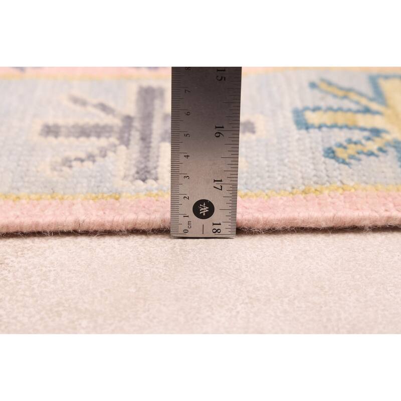 ECARPETGALLERY Hand-knotted Modern Oushak Pink Wool Rug - 3'2 x 12'2