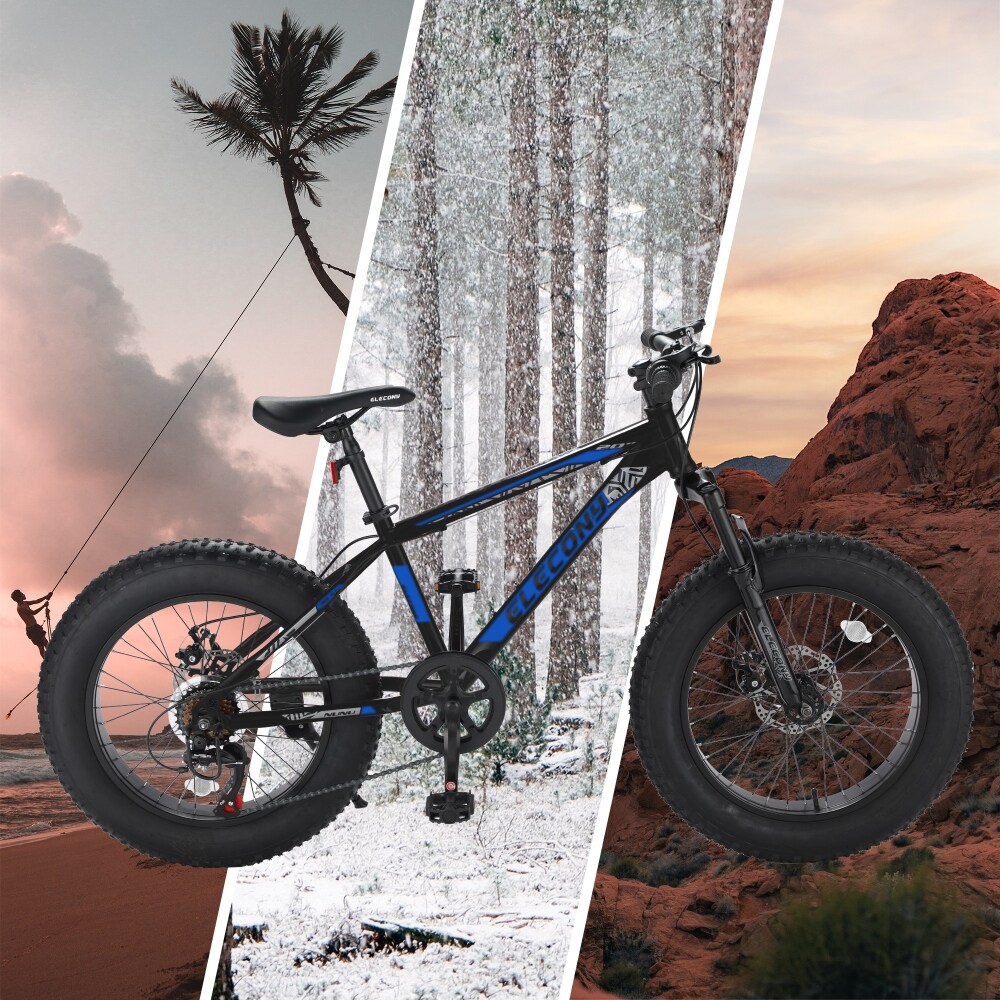 20 in.Black Fat Tire 7 Speed Mountain Bike Adult/Youth