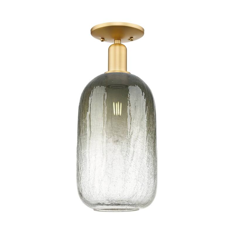Innovations Lighting 716-1C-17-7 Brookhaven Cloche Semi-Flush - Satin Gold / Slate