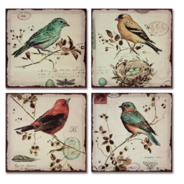 Shop Pack Of 4 Multi Colored Bird Canvas Wall Hangings Wall Art