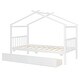 preview thumbnail 7 of 72, Creativity House Bed Twin Size Frame with 2 Wood Drawers for Boys Girls, Wood Platform Bed with Roof No Box Spring Needed