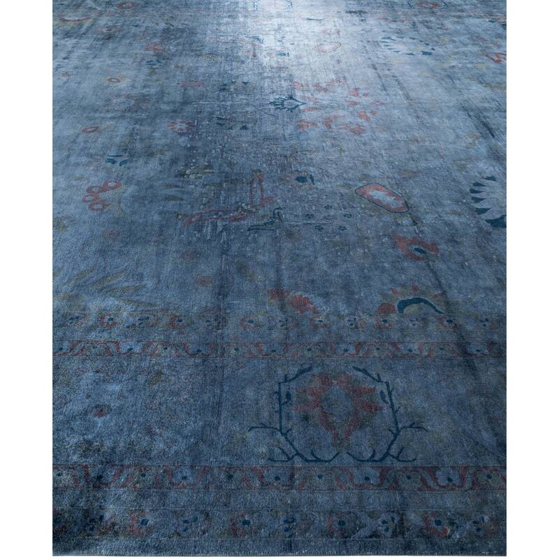 Overdyed One-of-a-Kind Hand-Knotted Area Rug - Blue - 12' 9" x 18' 10"