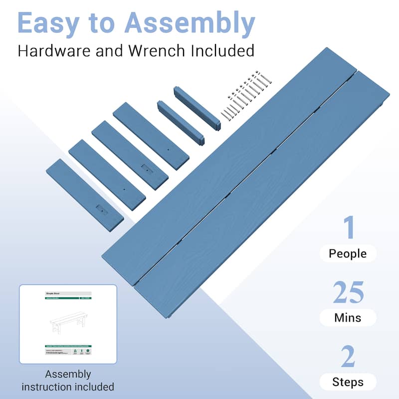 6-Piece HDPE Outdoor Dining Table Sets with Umbrella Hole - 1-Table 4-Chairs-1-Bench