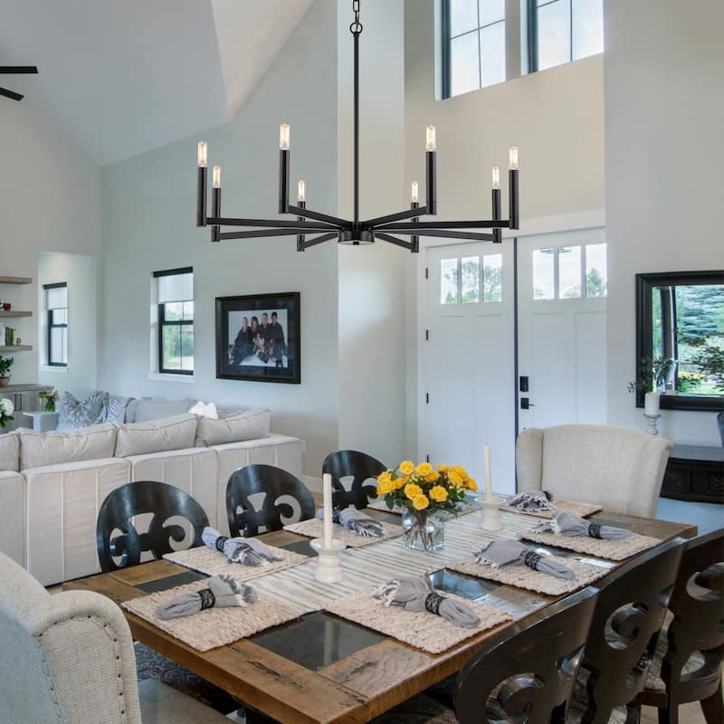 8-Light Classic Candle Chandelier Kitchen island Hanging Pendant for dining room