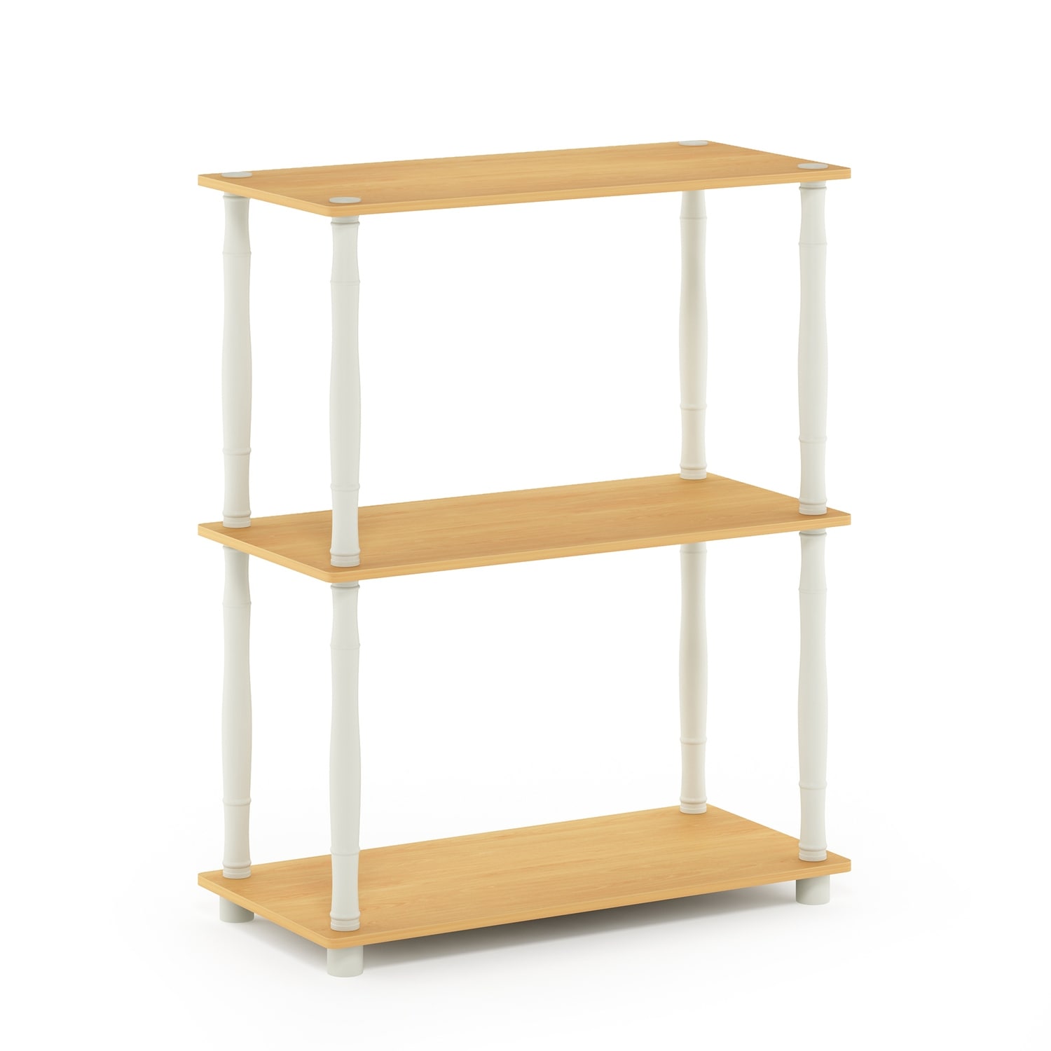3 Tiers Wood Household Shelving Unit in Beech/White (23.6 in. W x 29.5 in. H x 11.4 in. D) - 23. 6