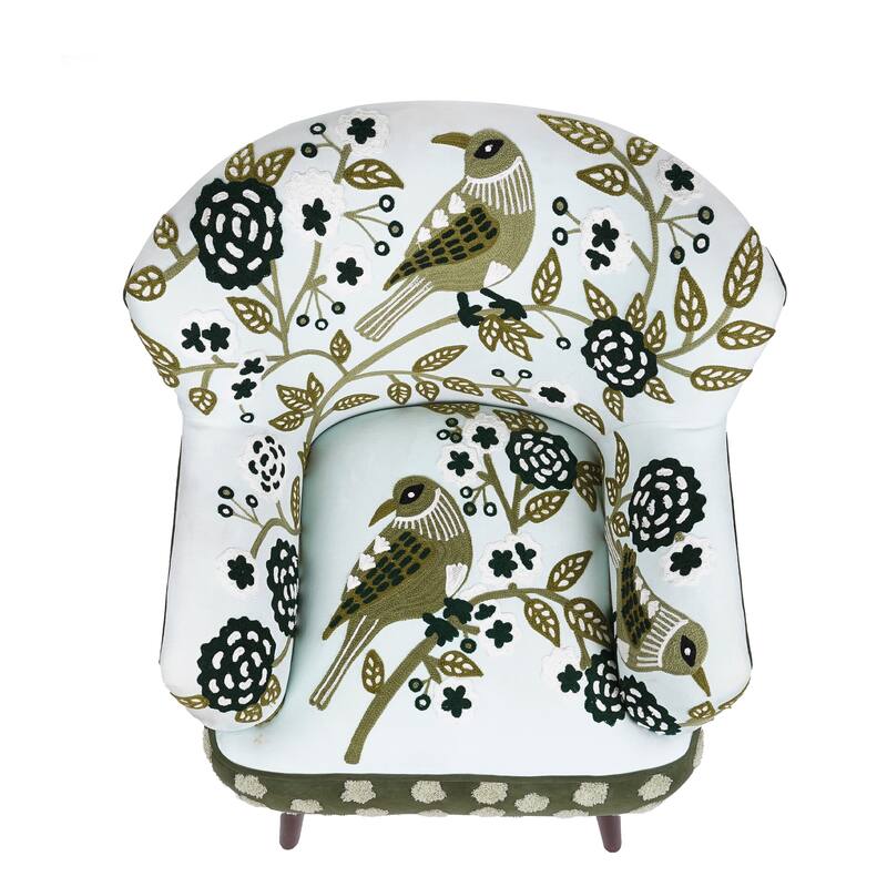 Nico Floral Embroidered Velvet Upholstered Accent Chair by Sevita - 30″ D x 32″ W x 33″ H