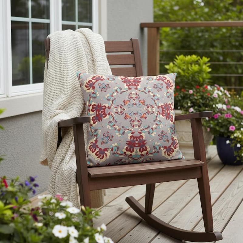 HomeRoots Set of Two 16" X 16" Purple and Ivory Blown Seam Eclectic Indoor Outdoor Throw Pillow - 16.00' X '16.00' X '5.00 - Purple/Ivory - 16.00' X '16.00' X '5.00